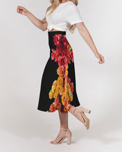将图片加载到图库查看器,Fall Roses-Black Women's A-Line Midi Skirt