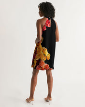 将图片加载到图库查看器,Fall Roses-Black Women's Halter Dress