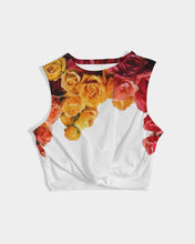 将图片加载到图库查看器,Fall Roses White Women's Twist-Front Tank