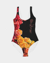 将图片加载到图库查看器,Fall Roses-Black Women's One-Piece Swimsuit