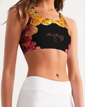 将图片加载到图库查看器,Fall Roses-Black Women's Seamless Sports Bra