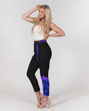 将图片加载到图库查看器,Blue&Purple Rose Women's Belted Tapered Pants