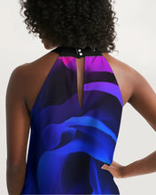 Load image into Gallery viewer, Blue&Purple Rose Women's Halter Dress