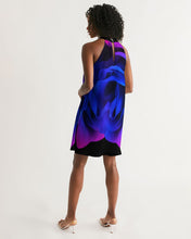 Load image into Gallery viewer, Blue&Purple Rose Women's Halter Dress