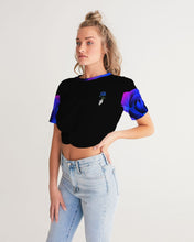Load image into Gallery viewer, Blue&Purple Rose Women's Twist-Front Cropped Tee