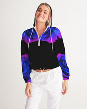 将图片加载到图库查看器,Blue&Purple Rose Women's Cropped Windbreaker