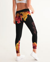 Load image into Gallery viewer, Fall Roses-Black Women's Yoga Pants