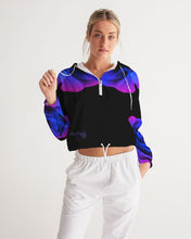 将图片加载到图库查看器,Blue&Purple Rose Women's Cropped Windbreaker