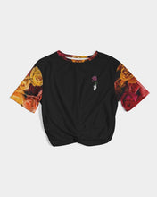 Load image into Gallery viewer, Fall Roses-Black Women's Twist-Front Cropped Tee