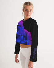 Load image into Gallery viewer, Blue&Purple Rose Women's Cropped Sweatshirt
