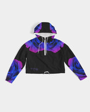 将图片加载到图库查看器,Blue&Purple Rose Women's Cropped Windbreaker