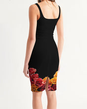 将图片加载到图库查看器,Fall Roses-Black Women's Midi Bodycon Dress