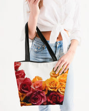 Tải hình ảnh vào trình xem Thư viện, Fall Roses White Canvas Zip Tote