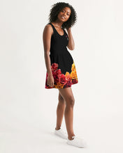 将图片加载到图库查看器,Fall Roses-Black Women's Scoop Neck Skater Dress
