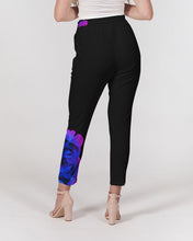 将图片加载到图库查看器,Blue&Purple Rose Women's Belted Tapered Pants