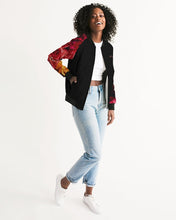 将图片加载到图库查看器,Fall Roses-Black Women's Bomber Jacket