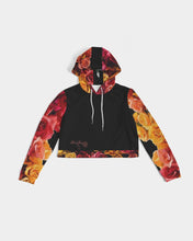 将图片加载到图库查看器,Fall Roses-Black Women's Cropped Hoodie