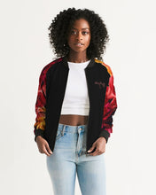 将图片加载到图库查看器,Fall Roses-Black Women's Bomber Jacket