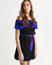 Load image into Gallery viewer, Blue&Purple Rose Women's Off-Shoulder Dress