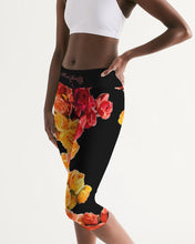 Load image into Gallery viewer, Fall Roses-Black Women's Mid-Rise Capri