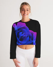 Load image into Gallery viewer, Blue&Purple Rose Women's Cropped Sweatshirt