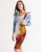 将图片加载到图库查看器,Fall Roses White Women's Midi Bodycon Dress