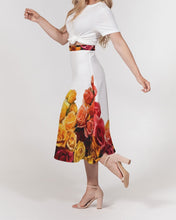 Load image into Gallery viewer, Fall Roses White Women's A-Line Midi Skirt