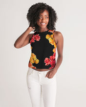 将图片加载到图库查看器,Fall Roses-Black Women's Cropped Tank