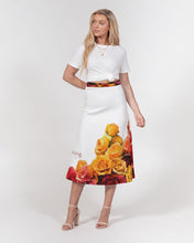 Load image into Gallery viewer, Fall Roses White Women's A-Line Midi Skirt