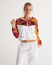 将图片加载到图库查看器,Fall Roses White Women's Cropped Windbreaker