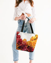 Load image into Gallery viewer, Fall Roses White Canvas Zip Tote
