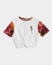 Load image into Gallery viewer, Fall Roses White Women&#39;s Twist-Front Cropped Tee
