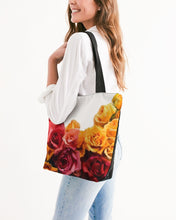 Load image into Gallery viewer, Fall Roses White Canvas Zip Tote
