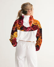 Load image into Gallery viewer, Fall Roses White Women&#39;s Cropped Windbreaker
