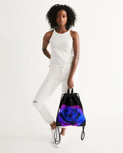 Load image into Gallery viewer, Blue and Purple Rose Canvas Drawstring Bag
