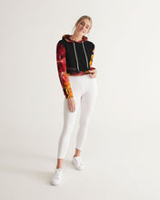 Load image into Gallery viewer, Fall Roses-Black Women&#39;s Cropped Hoodie
