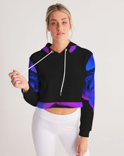 Load image into Gallery viewer, Blue&amp;Purple Rose Women&#39;s Cropped Hoodie
