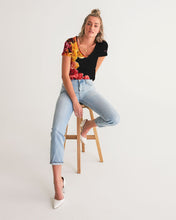 Load image into Gallery viewer, Fall Roses-Black Women&#39;s V-Neck Tee
