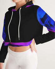 Load image into Gallery viewer, Blue&amp;Purple Rose Women&#39;s Cropped Hoodie
