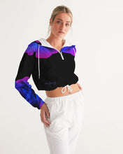 Load image into Gallery viewer, Blue&amp;Purple Rose Women&#39;s Cropped Windbreaker

