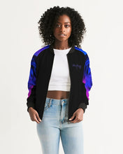 Load image into Gallery viewer, Blue&amp;Purple Rose Women&#39;s Bomber Jacket
