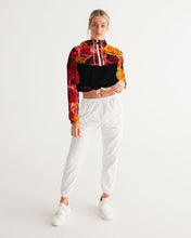 Load image into Gallery viewer, Fall Roses-Black Women&#39;s Cropped Windbreaker
