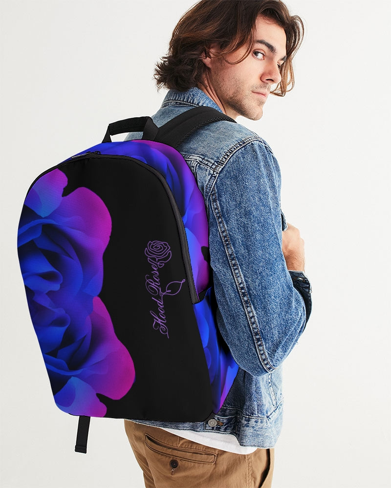 Blue & Purple Rose Large Backpack