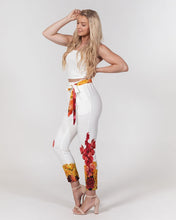 Load image into Gallery viewer, Fall Roses White Women&#39;s Belted Tapered Pants
