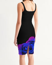 Load image into Gallery viewer, Blue&amp;Purple Rose Women&#39;s Midi Bodycon Dress
