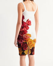 Load image into Gallery viewer, Fall Roses White Women&#39;s Midi Bodycon Dress
