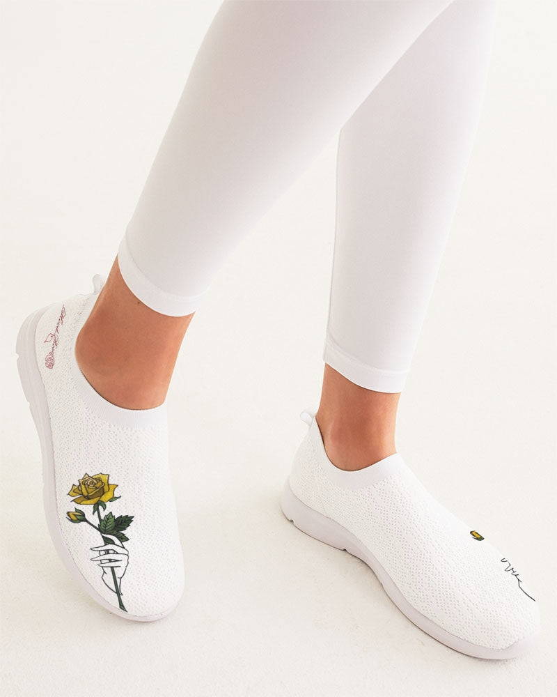 Fall Roses White Women's Slip-On Flyknit Shoe