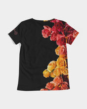 Load image into Gallery viewer, Fall Roses-Black Women&#39;s V-Neck Tee
