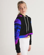 Load image into Gallery viewer, Blue&amp;Purple Rose Women&#39;s Cropped Hoodie
