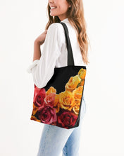 Load image into Gallery viewer, Fall Roses-Black Canvas Zip Tote
